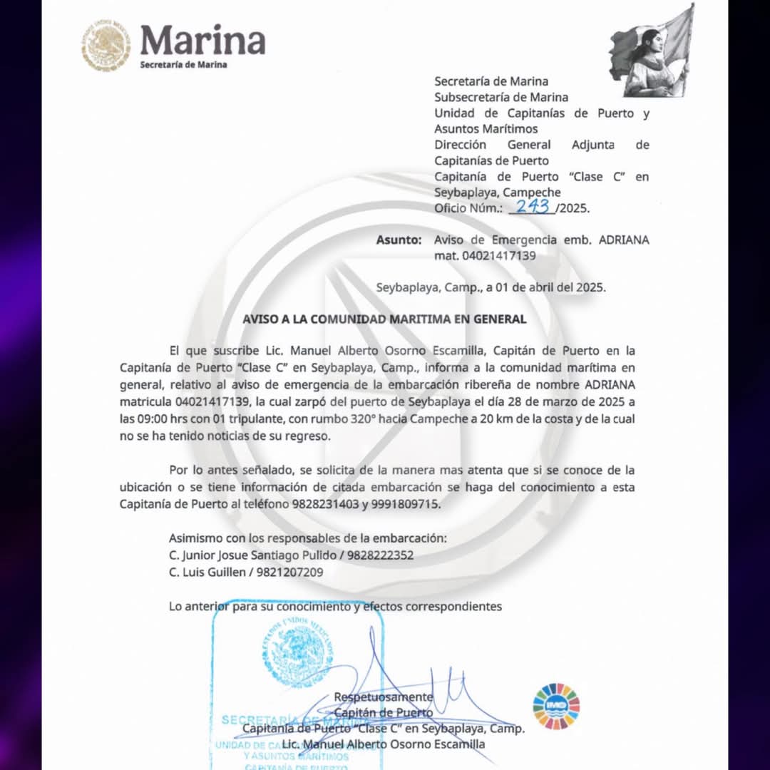 CONFIRMAN EXTRAVÍO DE  EMBARCACIÓN EN SEYBAPLAYA