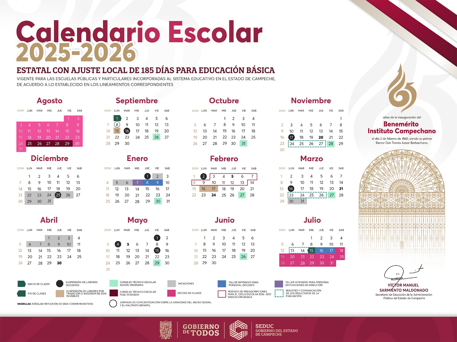 DA A CONOCER SEDUC CALENDARIO ESCOLAR 2025-2026 EN EDUCACIÓN BÁSICA