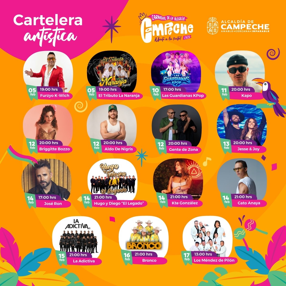 PRESENTAN LA CARTELERA ARTÍSTICA DEL CARNAVAL DE CAMPECHE